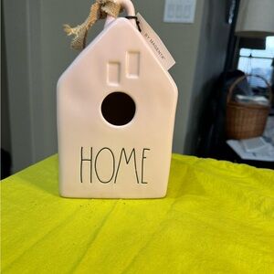 NWT Rae Dunn Pale Pink Home Ceramic Birdhouse perfect condition